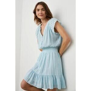 Rails Women Augustine Laguna Blue Stripe Linen Blend Dress Size S Cottagecore